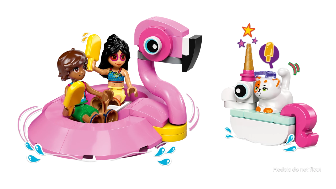 Zwembadfeestje met flamingo en eenhoorn