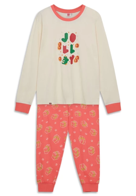 Kerstpyjama voor volwassenen - gebroken wit