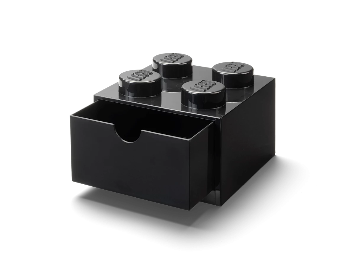 Bureaulade met 4 noppen - zwart