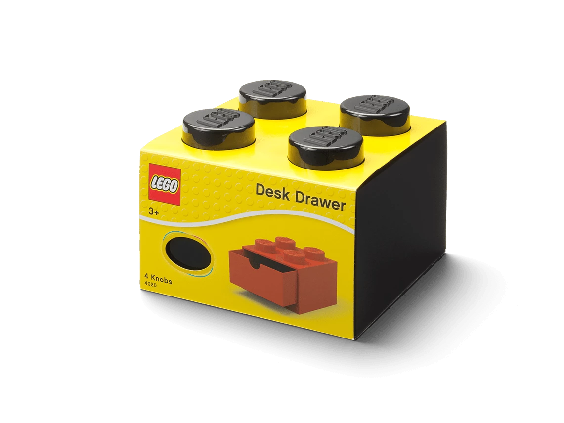 Bureaulade met 4 noppen - zwart