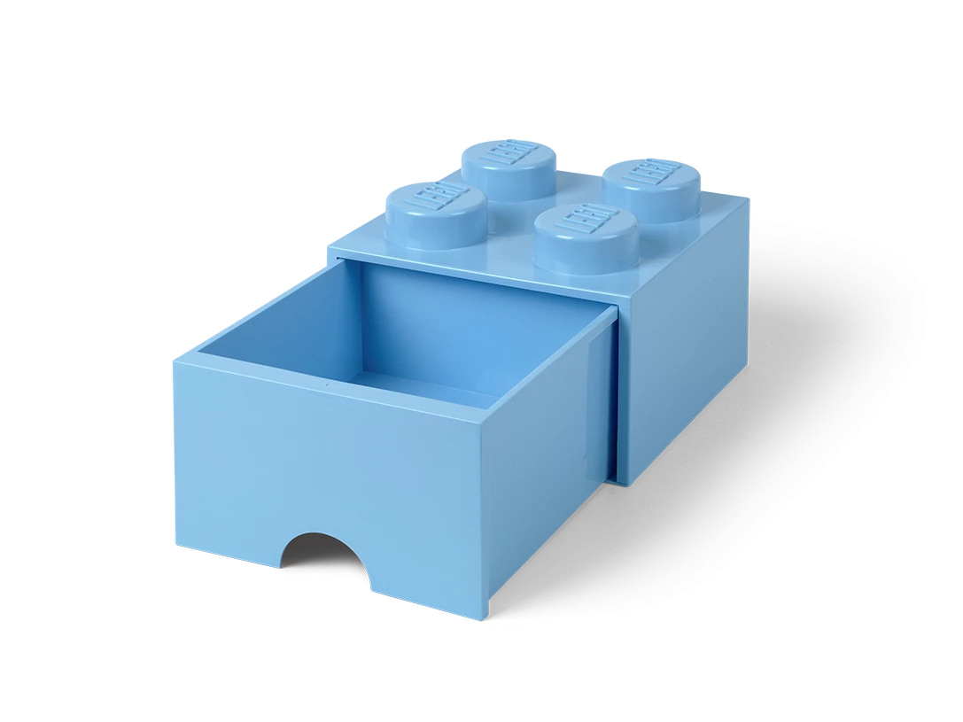Opbergsteen met 4 noppen en 1 lade - lichtblauw