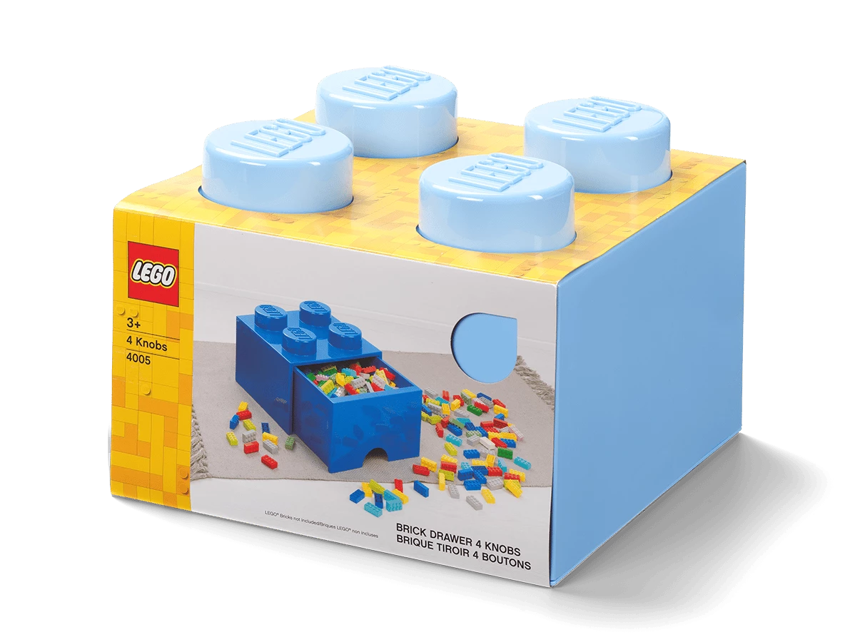 Opbergsteen met 4 noppen en 1 lade - lichtblauw