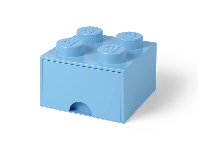 Opbergsteen met 4 noppen en 1 lade - lichtblauw