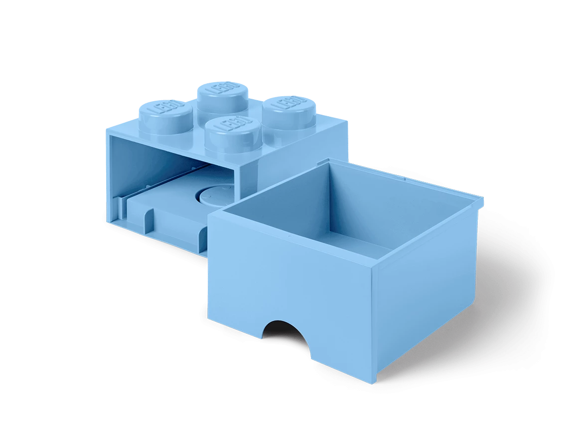 Opbergsteen met 4 noppen en 1 lade - lichtblauw