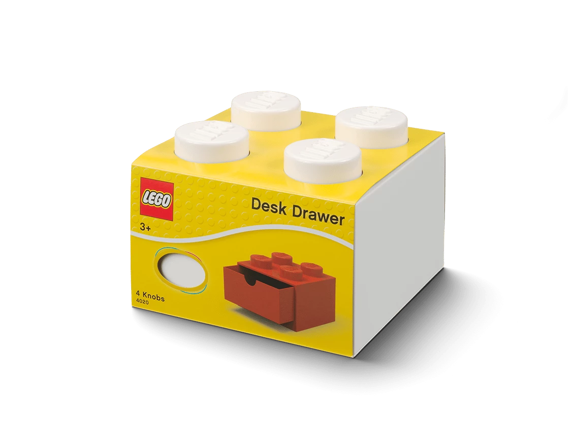 Bureaulade met 4 noppen - wit