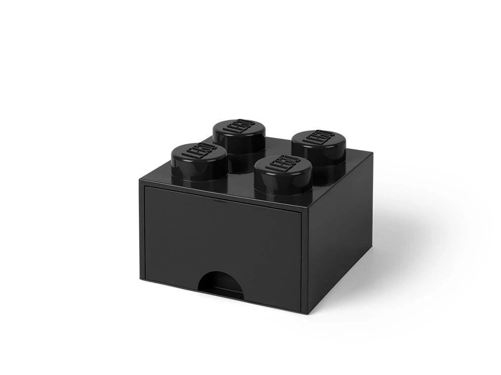 LEGO Zwarte opslagsteen met 4 noppen en een lade
