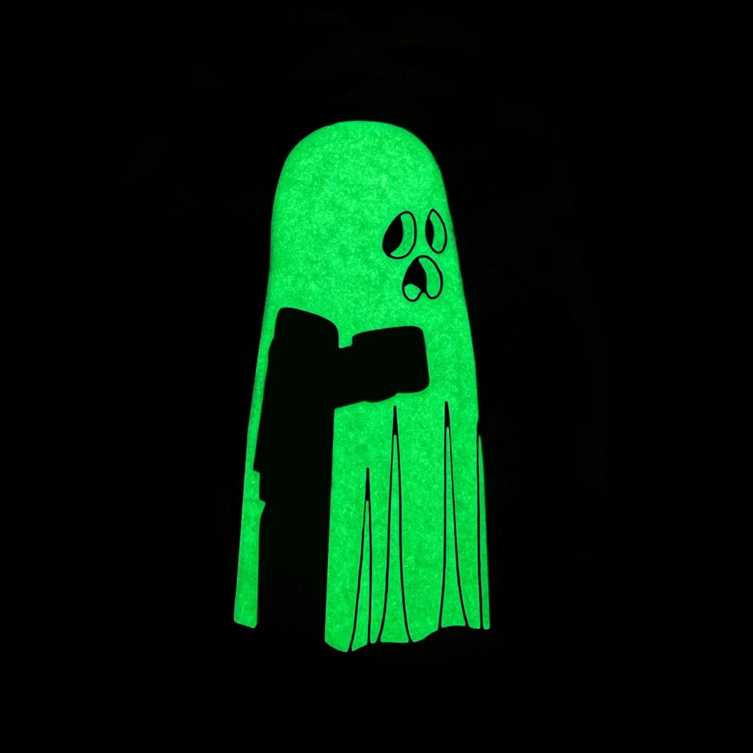 Glow-in-the-dark spook bagagelabel