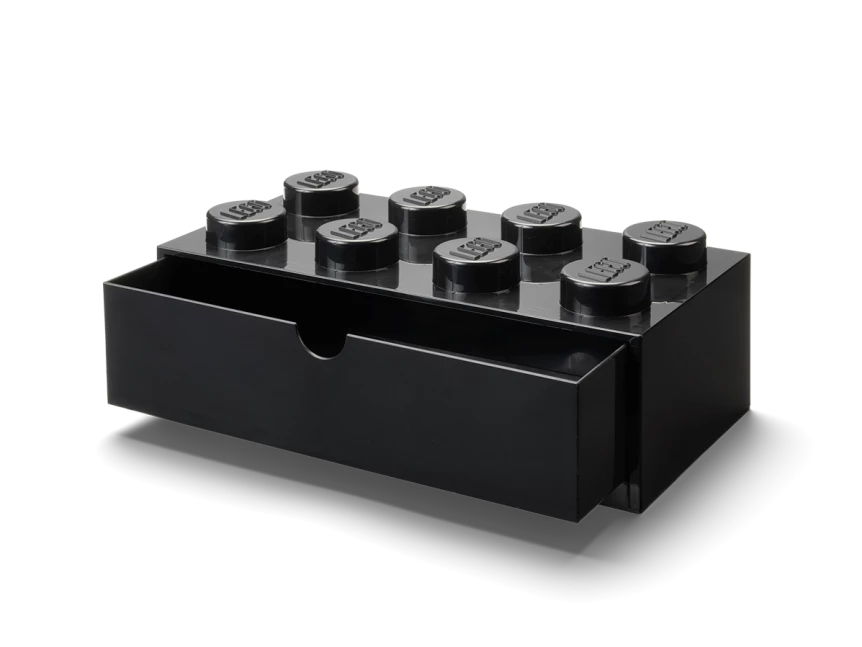 Bureaulade met 8 noppen - zwart