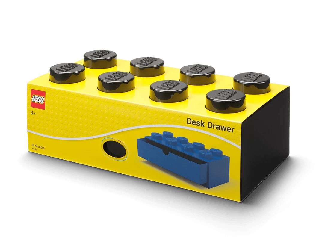 Bureaulade met 8 noppen - zwart