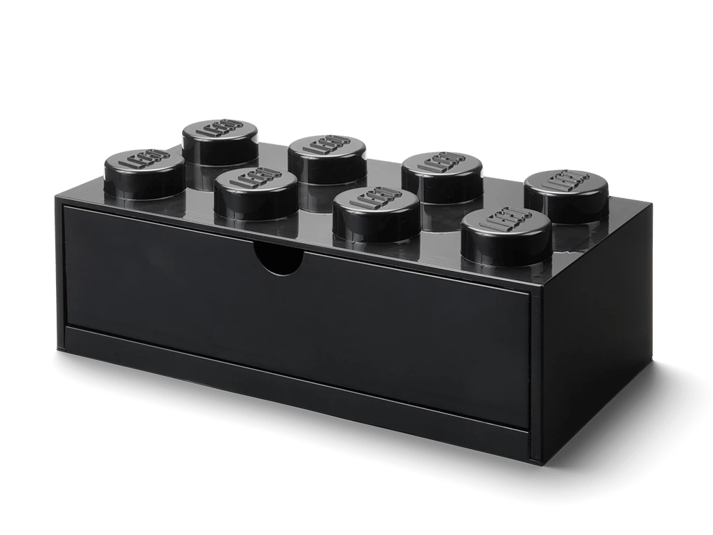 Bureaulade met 8 noppen - zwart