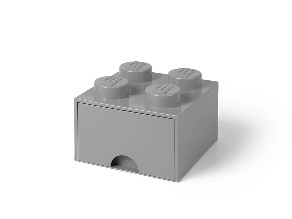 LEGO Steengrijze opslagsteen met 4 noppen en een lade