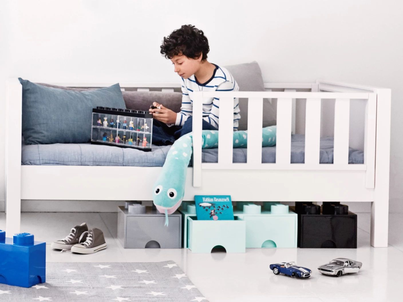 LEGO Steengrijze opslagsteen met 4 noppen en een lade