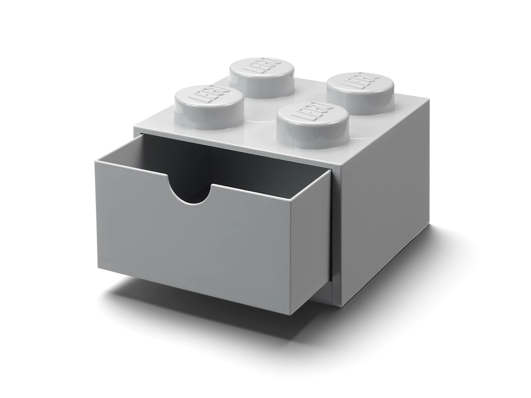 Bureaulade met 4 noppen - grijs