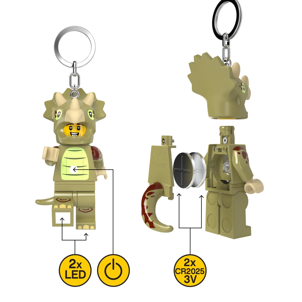 Fan in triceratopspak sleutellampje