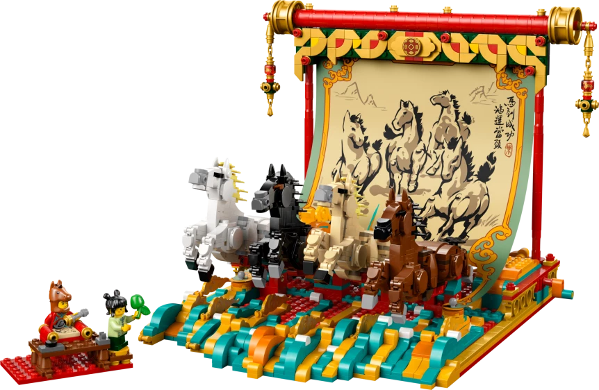 Display met galopperende paarden