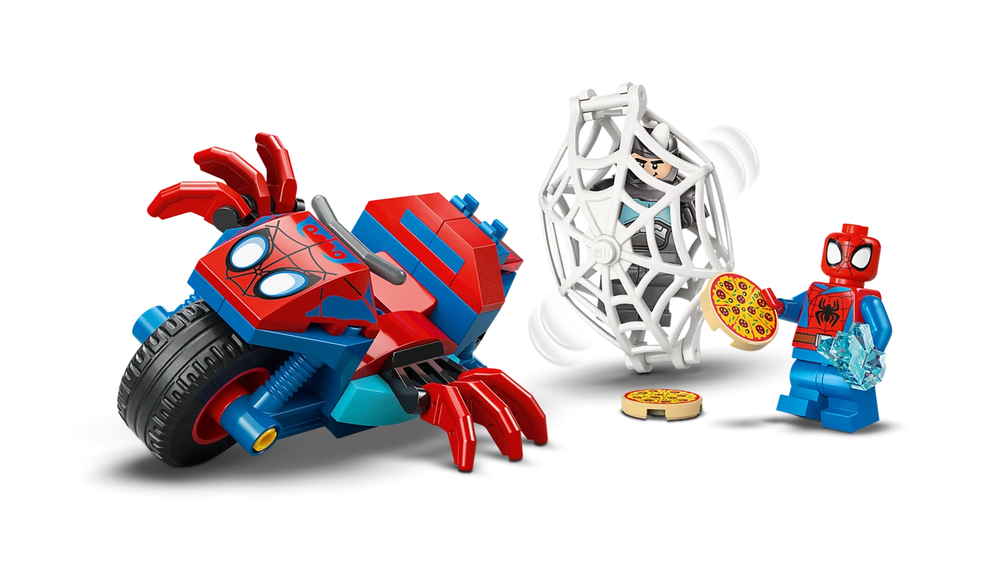 Spidey op zijn motor vs. Rhino