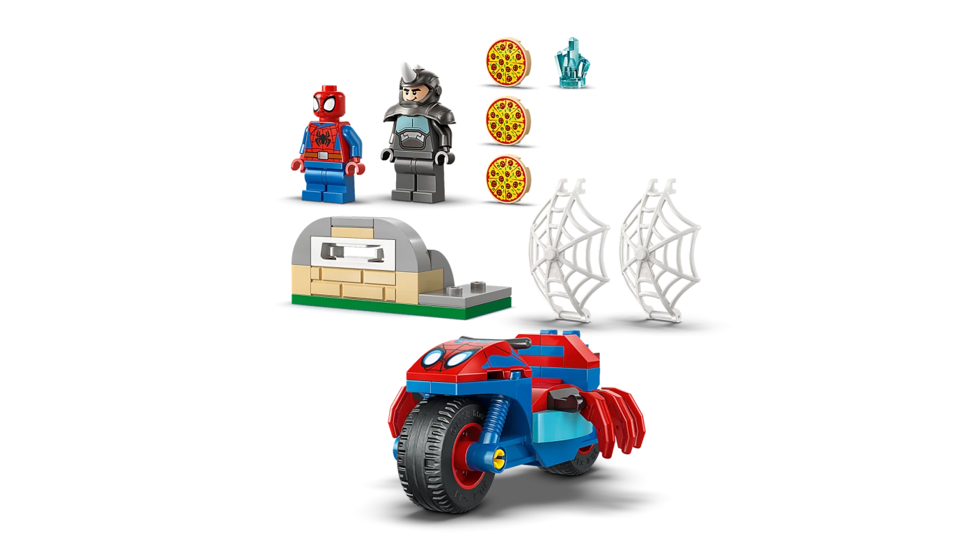 Spidey op zijn motor vs. Rhino