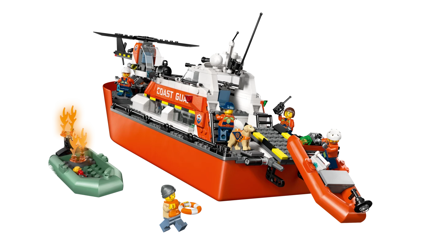 Kustwacht reddingsboot met helikopter