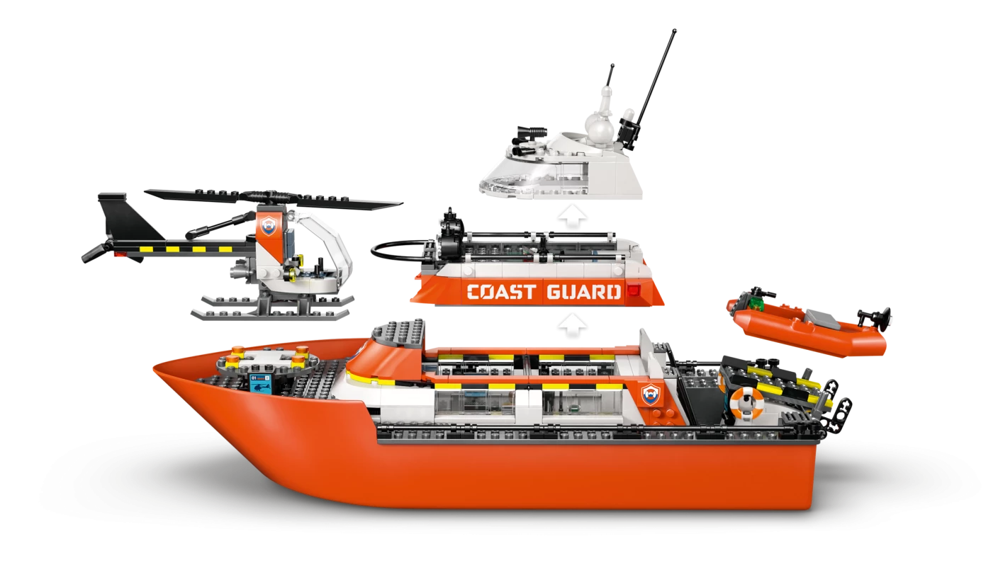 Kustwacht reddingsboot met helikopter