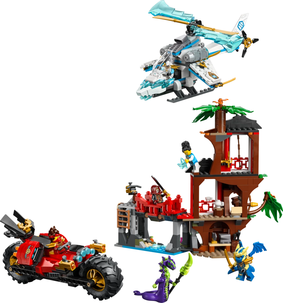 Ninjavoertuigen bij de boomhut