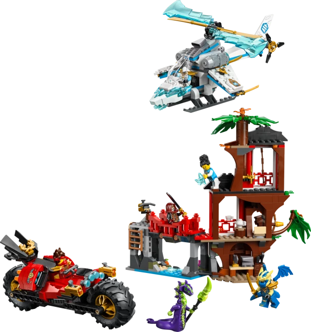 Ninjavoertuigen bij de boomhut