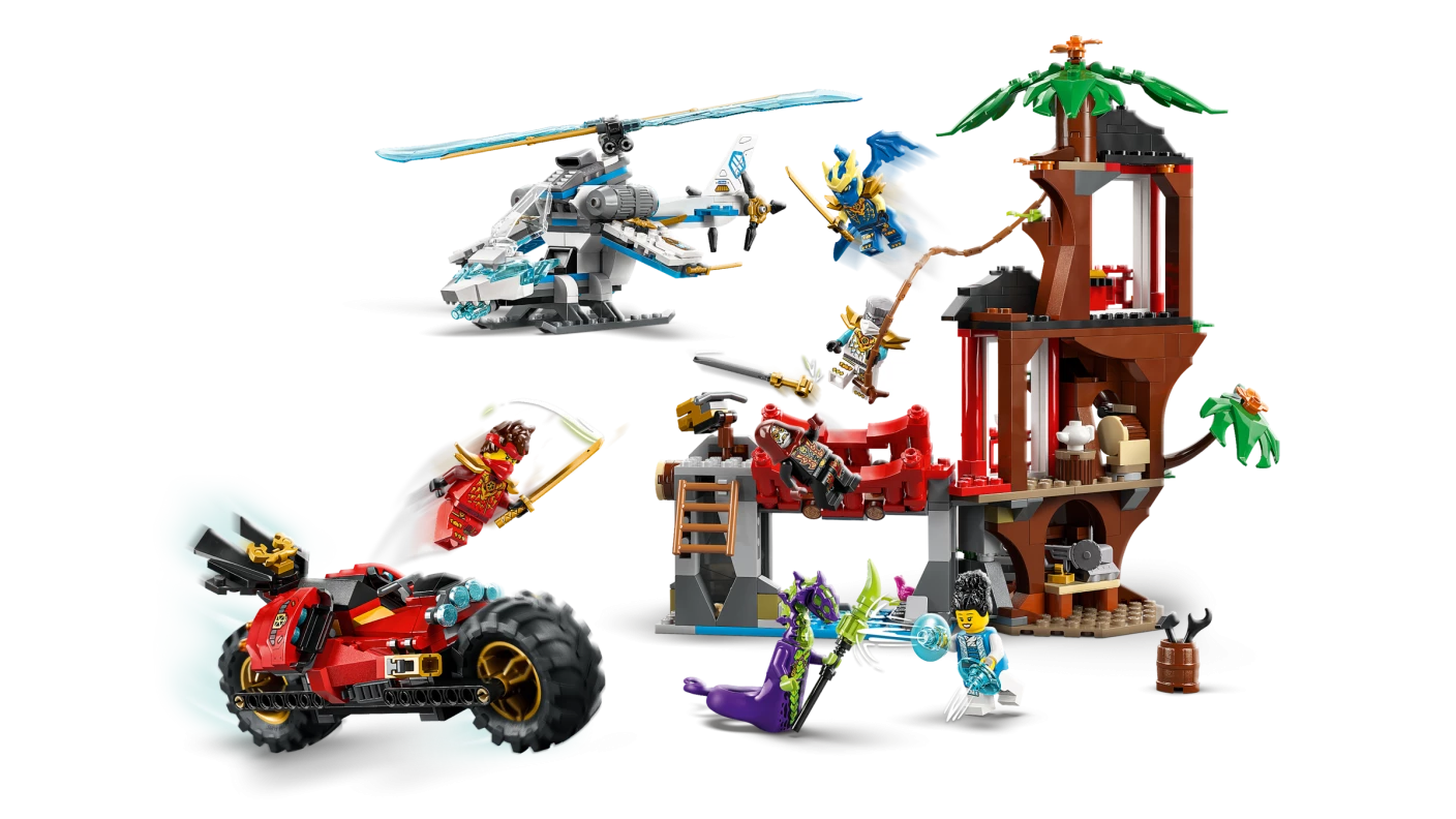 Ninjavoertuigen bij de boomhut