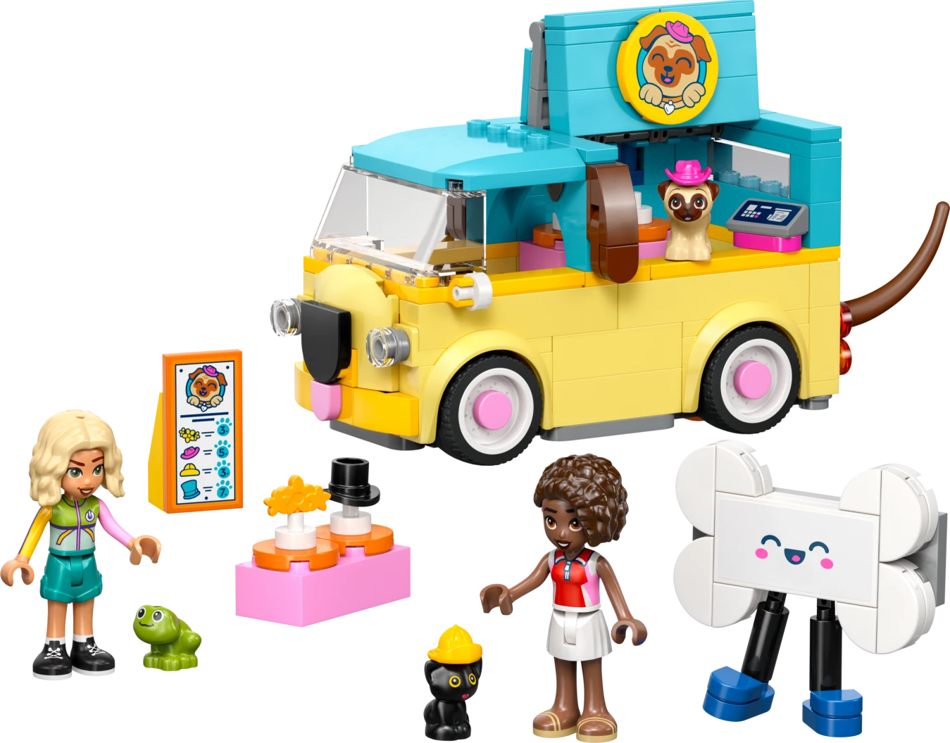 Bestelwagen met dierenaccessoires