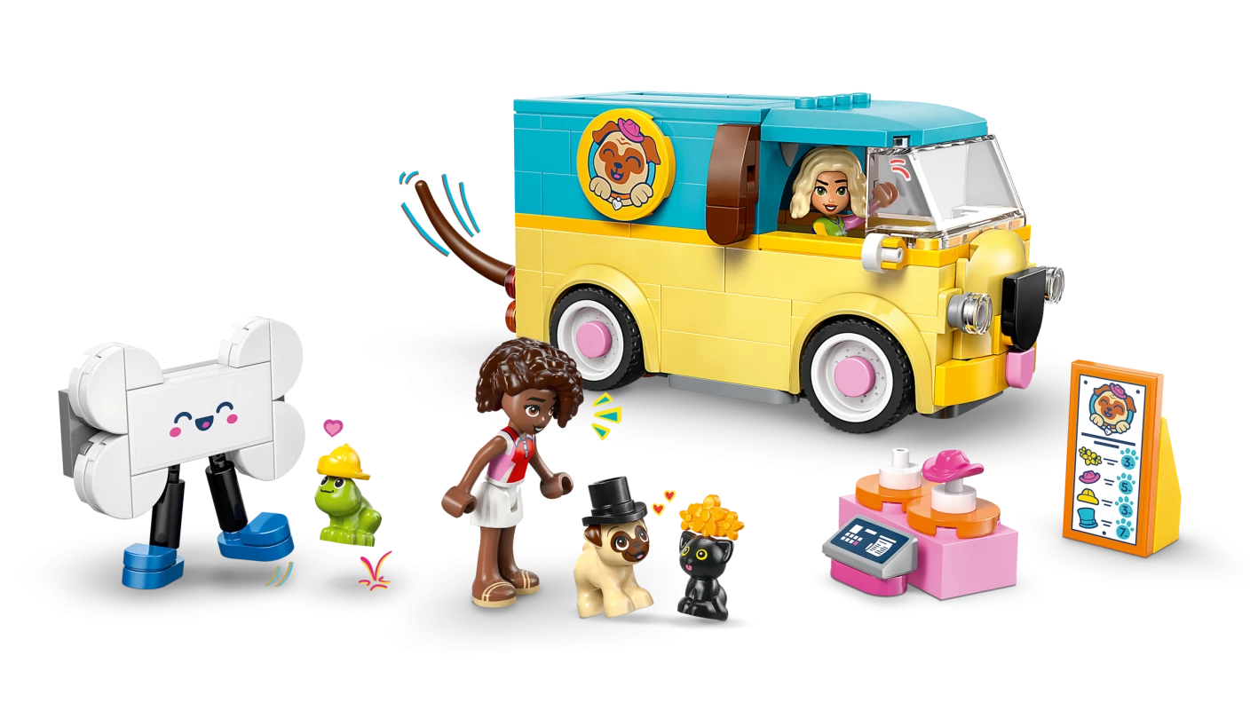 Bestelwagen met dierenaccessoires