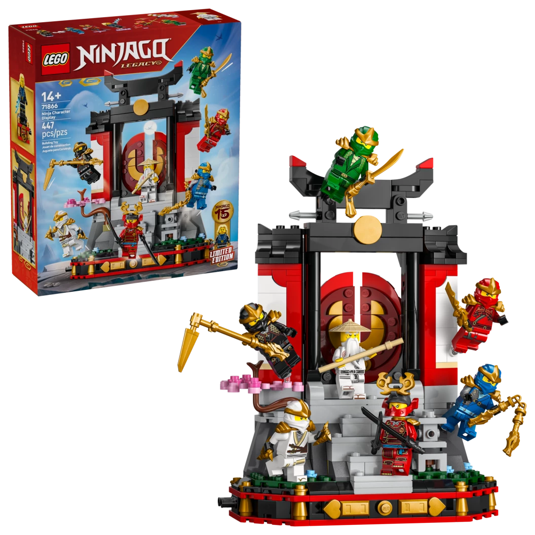 15-jarig jubileum: Display met ninjapersonages