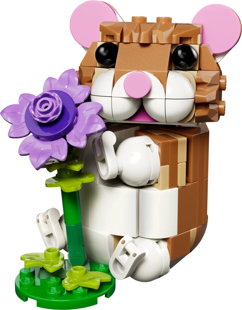 Schattige hamster met bloem