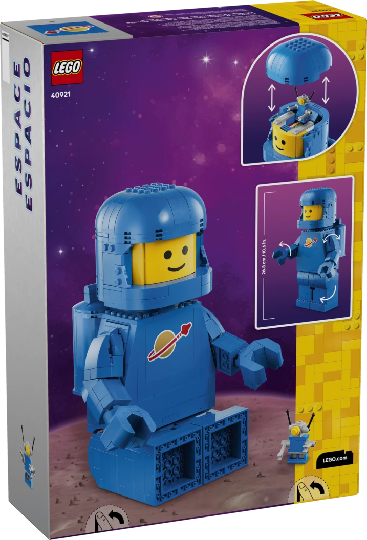 Grote blauwe minifiguur van een astronaut