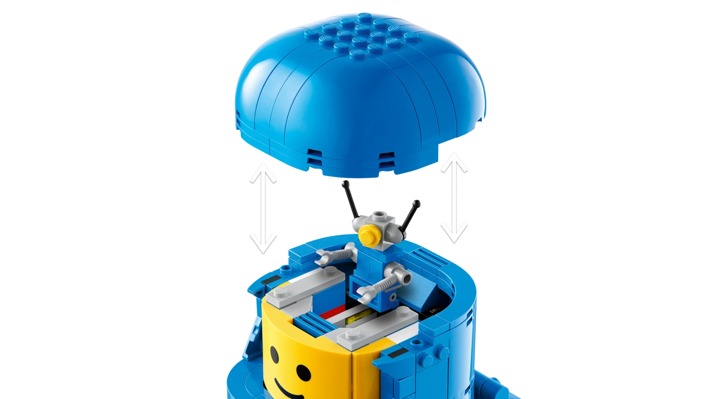 Grote blauwe minifiguur van een astronaut