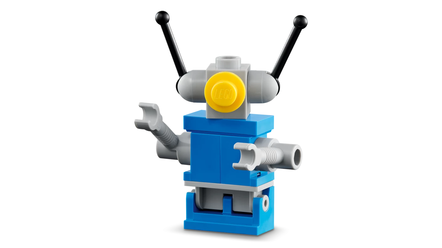 Grote blauwe minifiguur van een astronaut