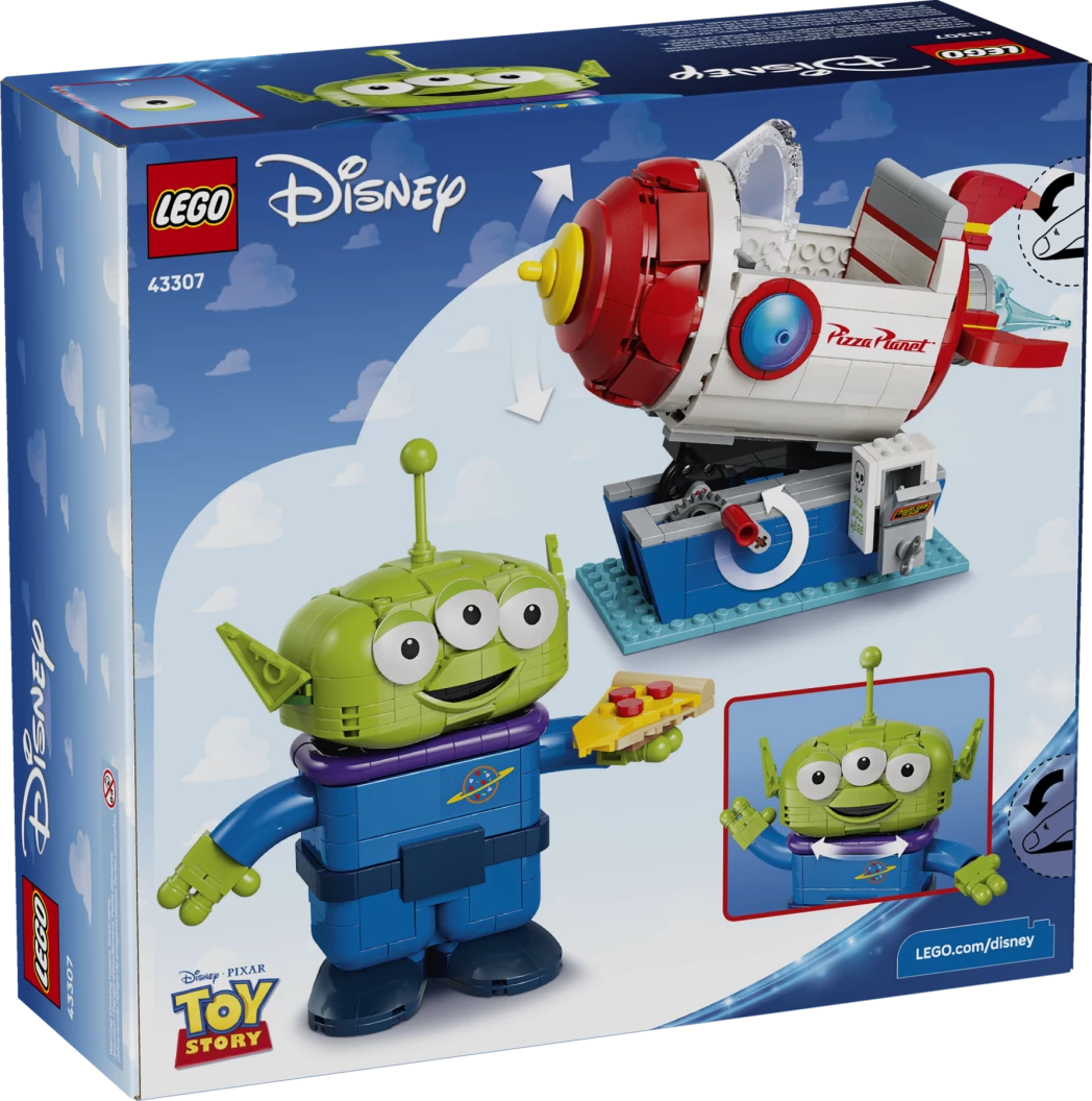 Alien met Pizza Planet raket