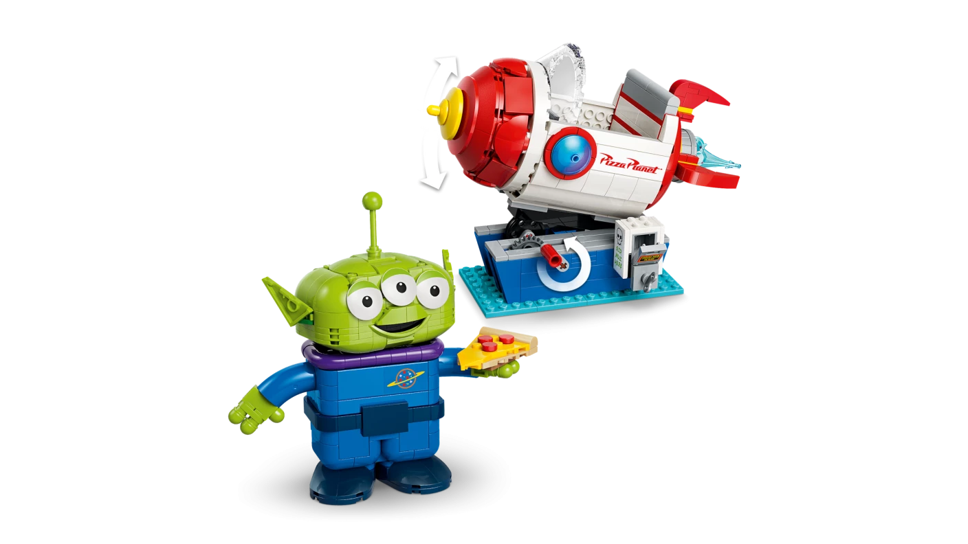 Alien met Pizza Planet raket