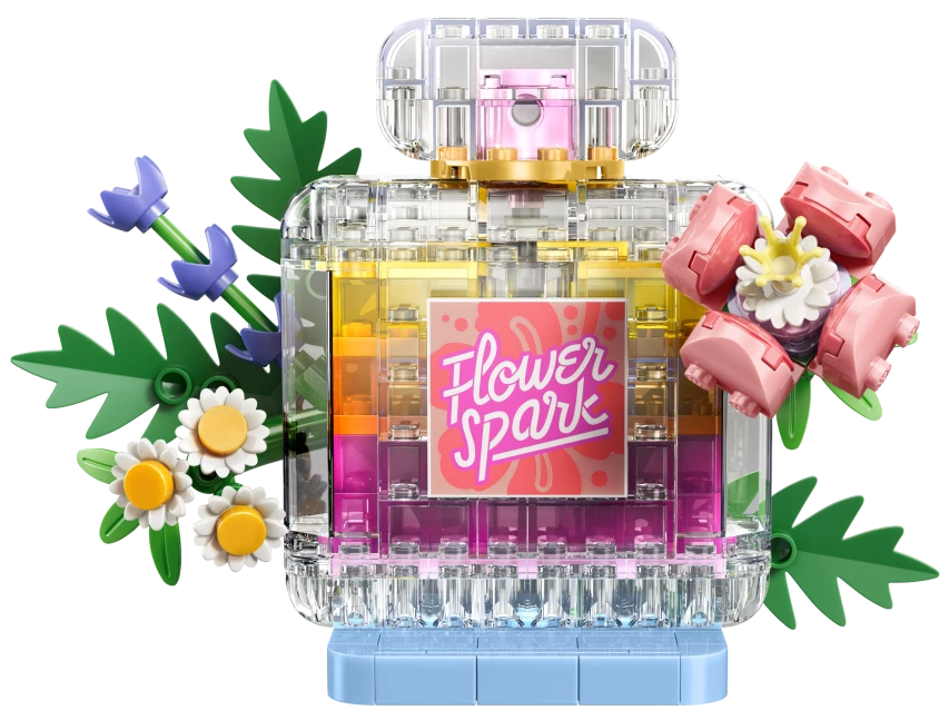 Parfumfles met bloemen