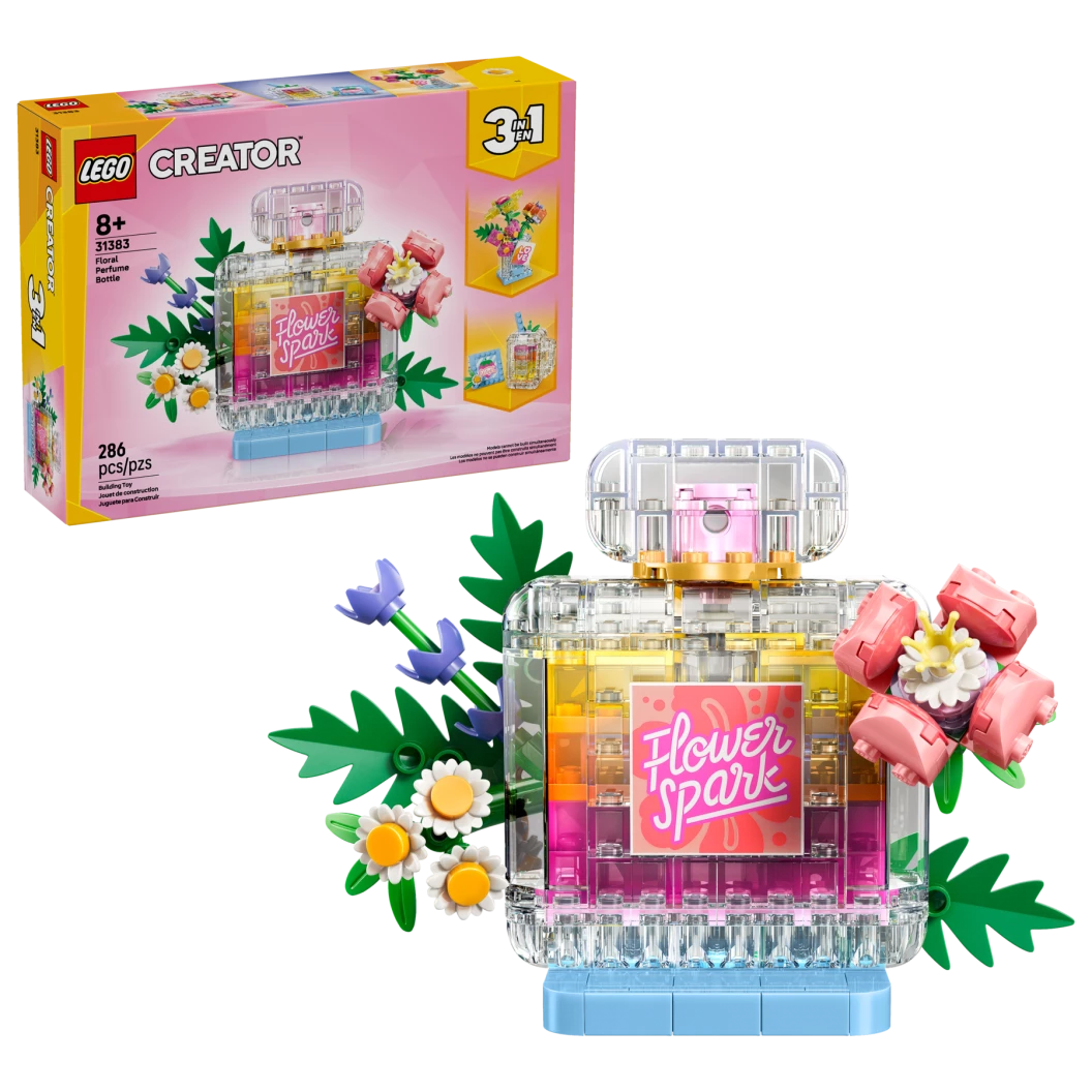 Parfumfles met bloemen
