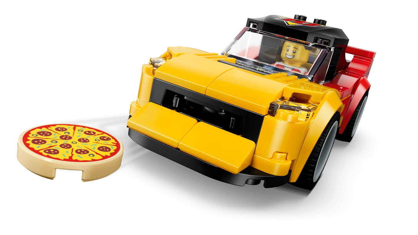Pizzacentrale met voertuigen