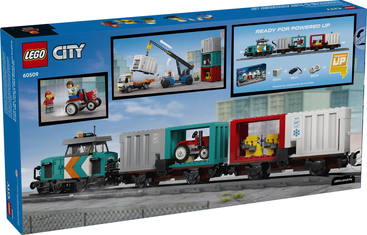 Containertrein met kraan en vrachtwagen
