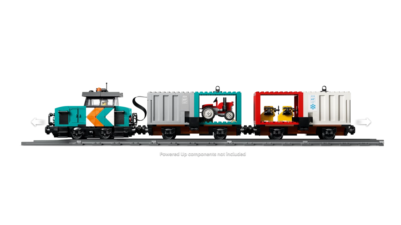 Containertrein met kraan en vrachtwagen