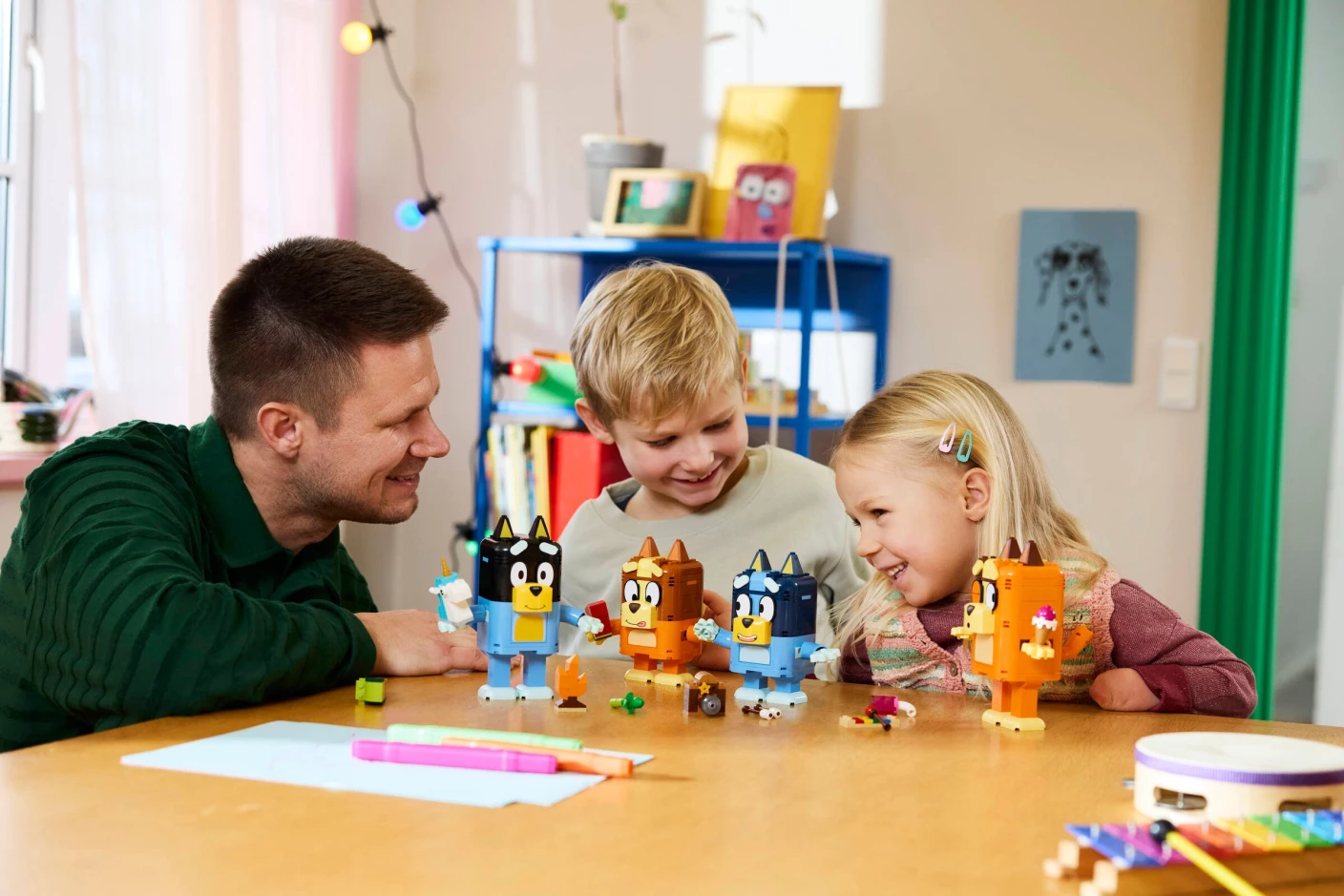 Bouwbare figuren van Bluey en haar familie