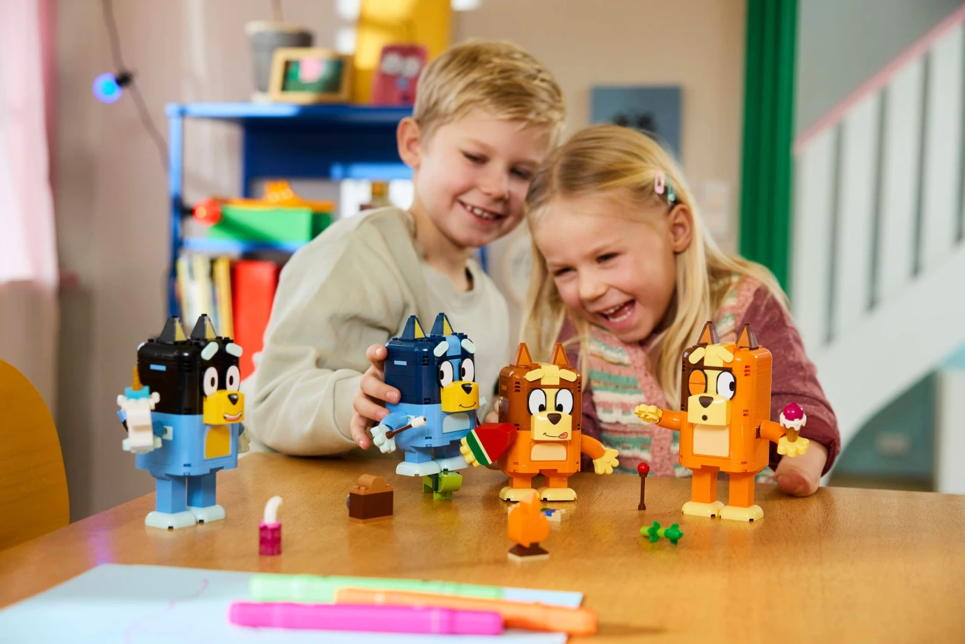 Bouwbare figuren van Bluey en haar familie