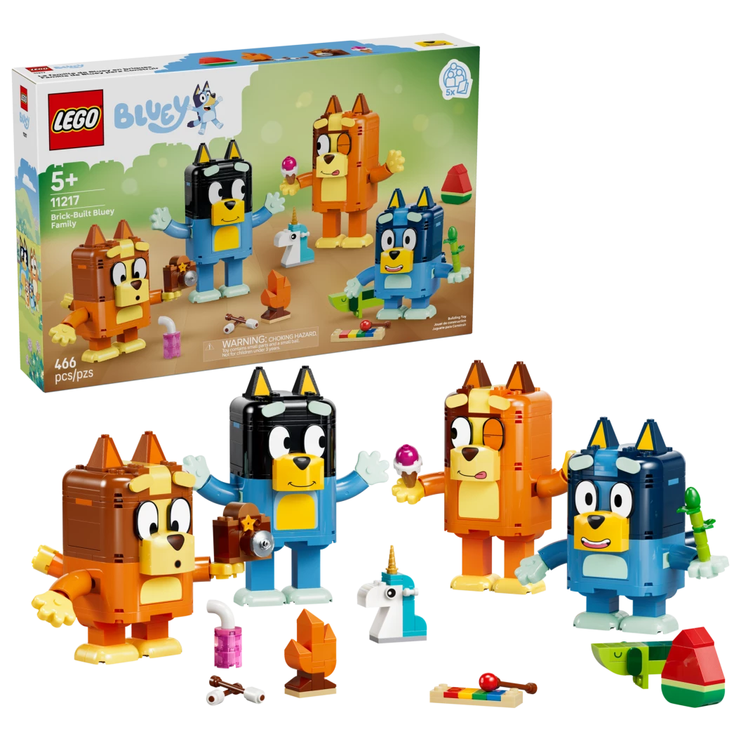 Bouwbare figuren van Bluey en haar familie