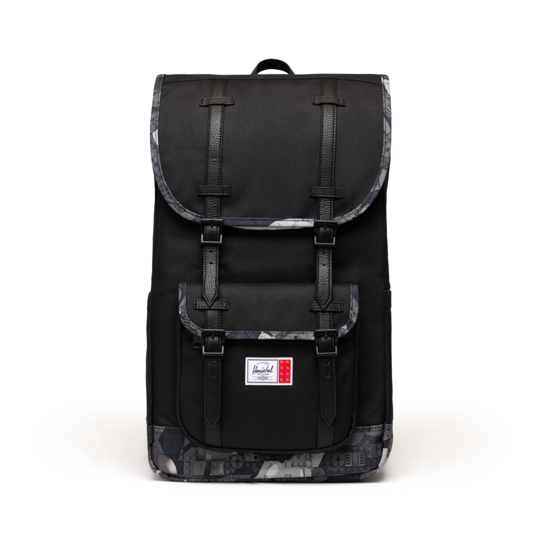 Herschel Little America rugzak - zwart met abstracte stenen