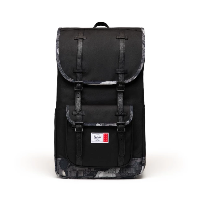 Herschel Little America rugzak - zwart met abstracte stenen