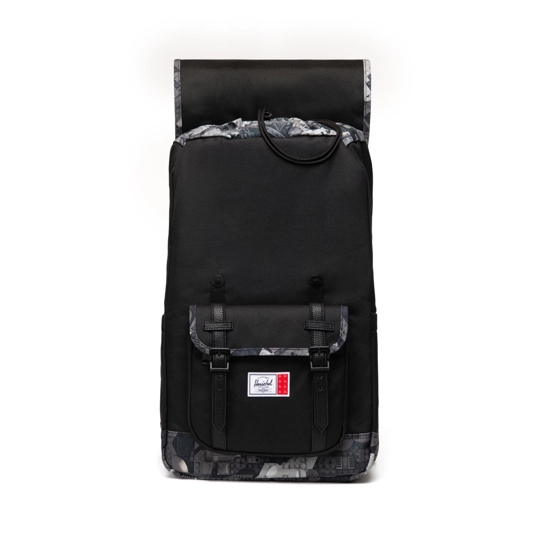 Herschel Little America rugzak - zwart met abstracte stenen