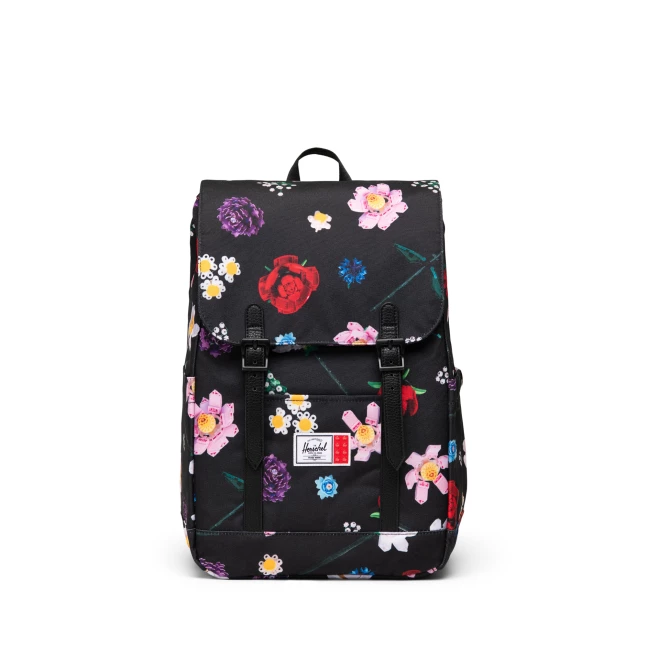 Herschel Retreat kleine rugzak - zwart met dwarrelende bloemen