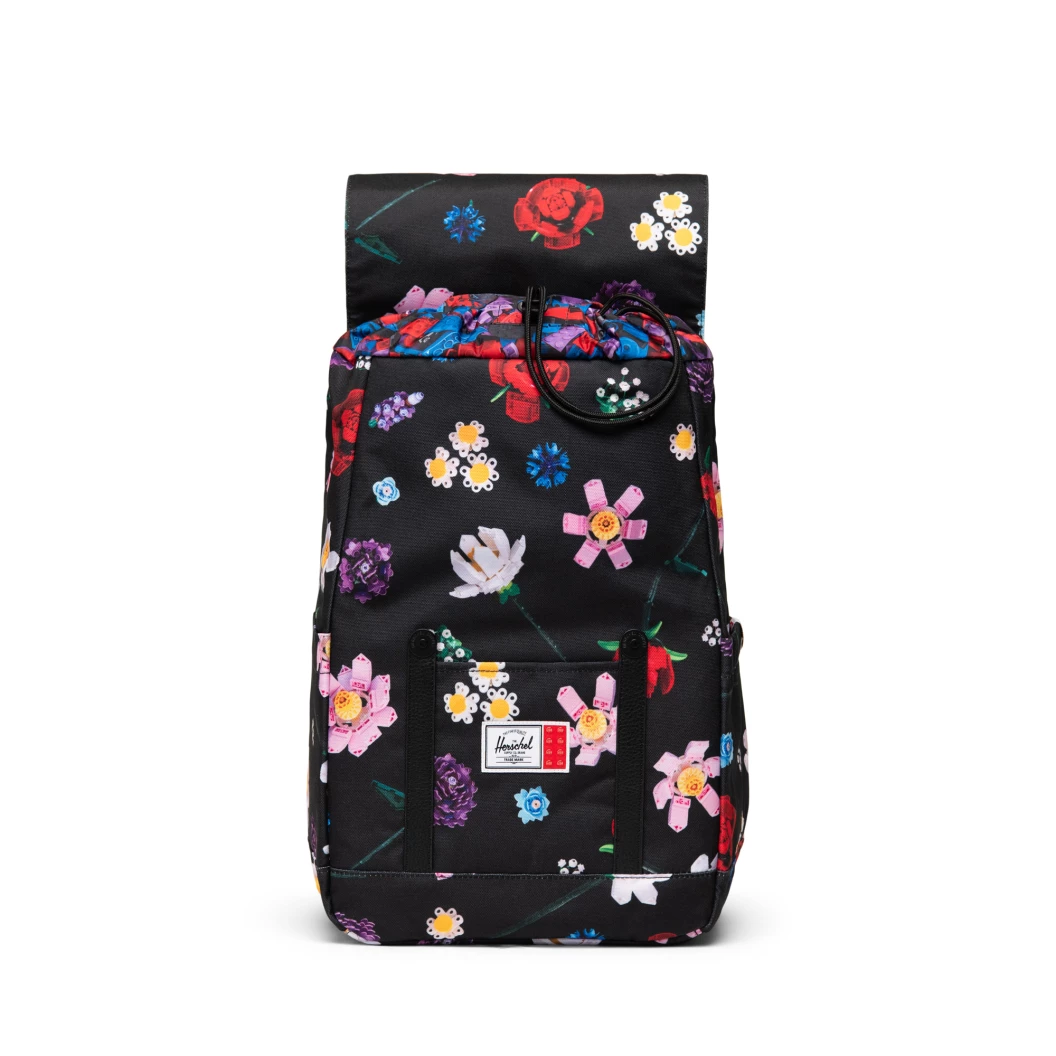 Herschel Retreat kleine rugzak - zwart met dwarrelende bloemen