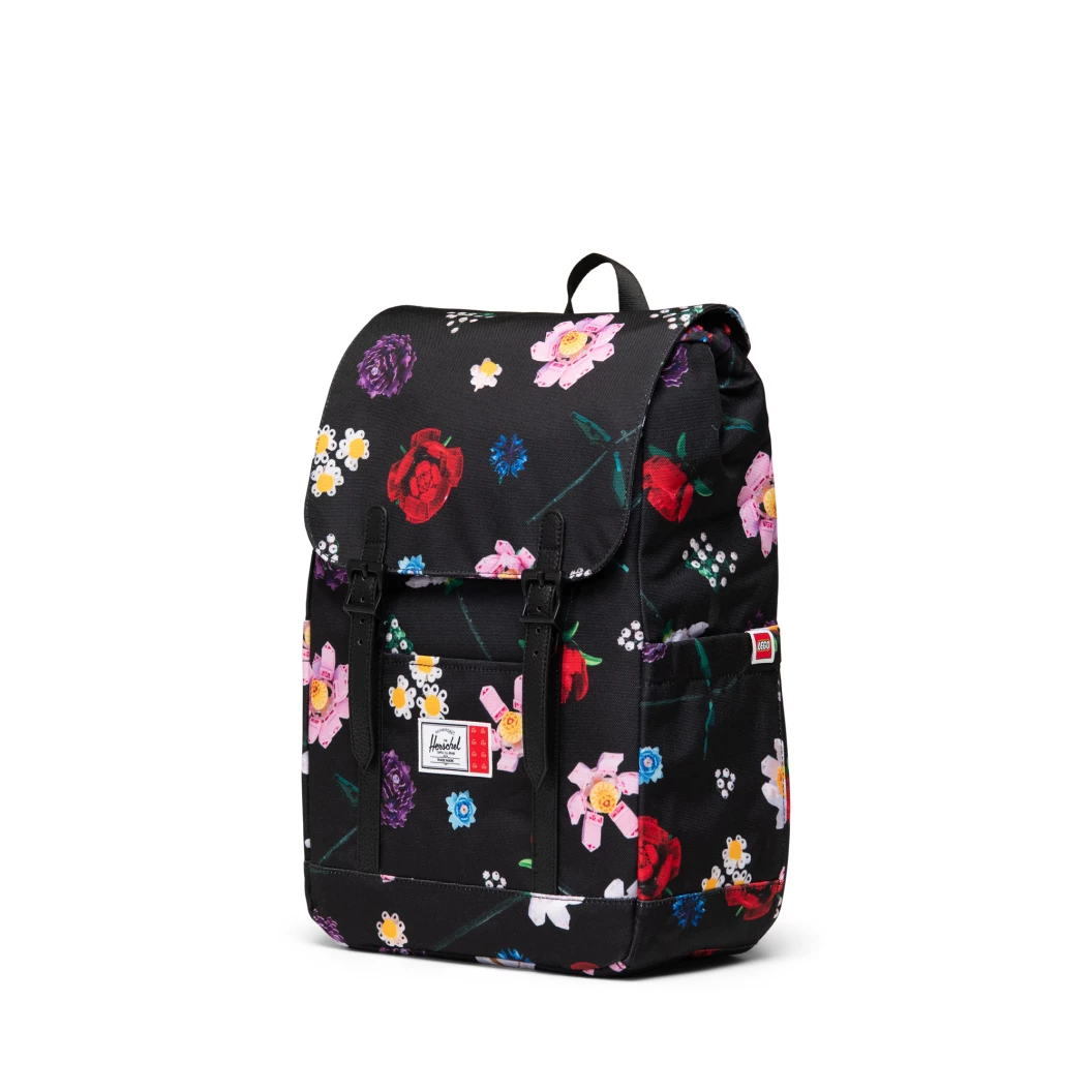 Herschel Retreat kleine rugzak - zwart met dwarrelende bloemen
