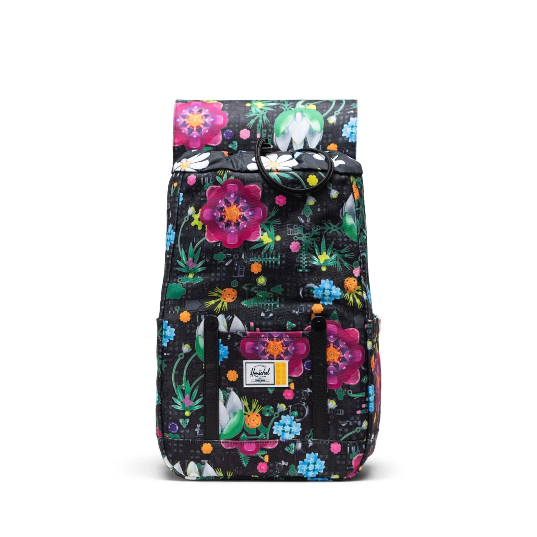 Herschel Retreat kleine rugzak - vrolijke bloemen - zwart